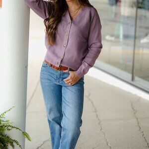 Waffled Body Button Accented Cardigan